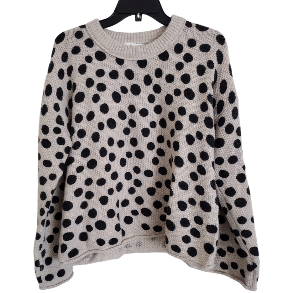 Madewell Cream and Black Polka Dot Sweater